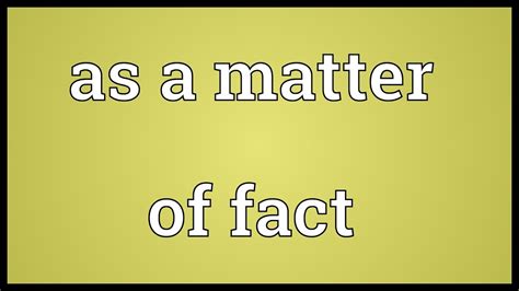 matter of fact deutsch